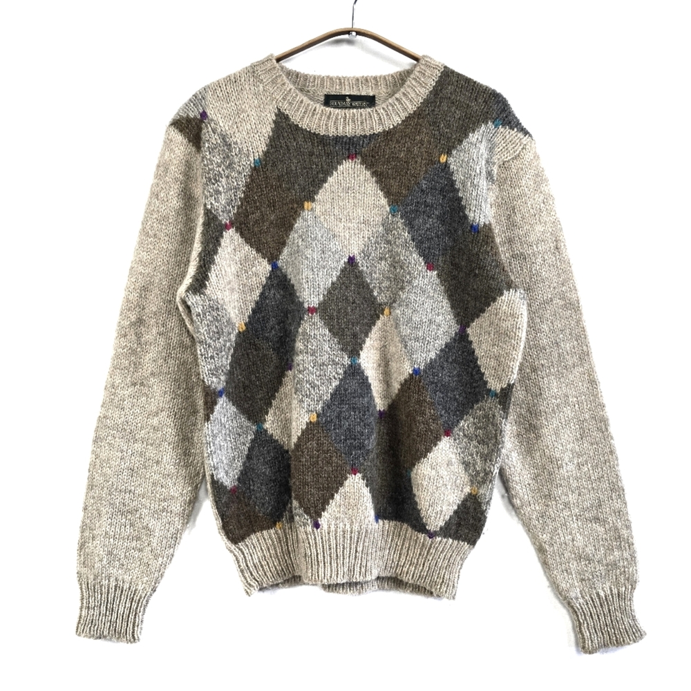 Vintage Dayton's Boundary Waters Wool Argyle Sweater Size Large